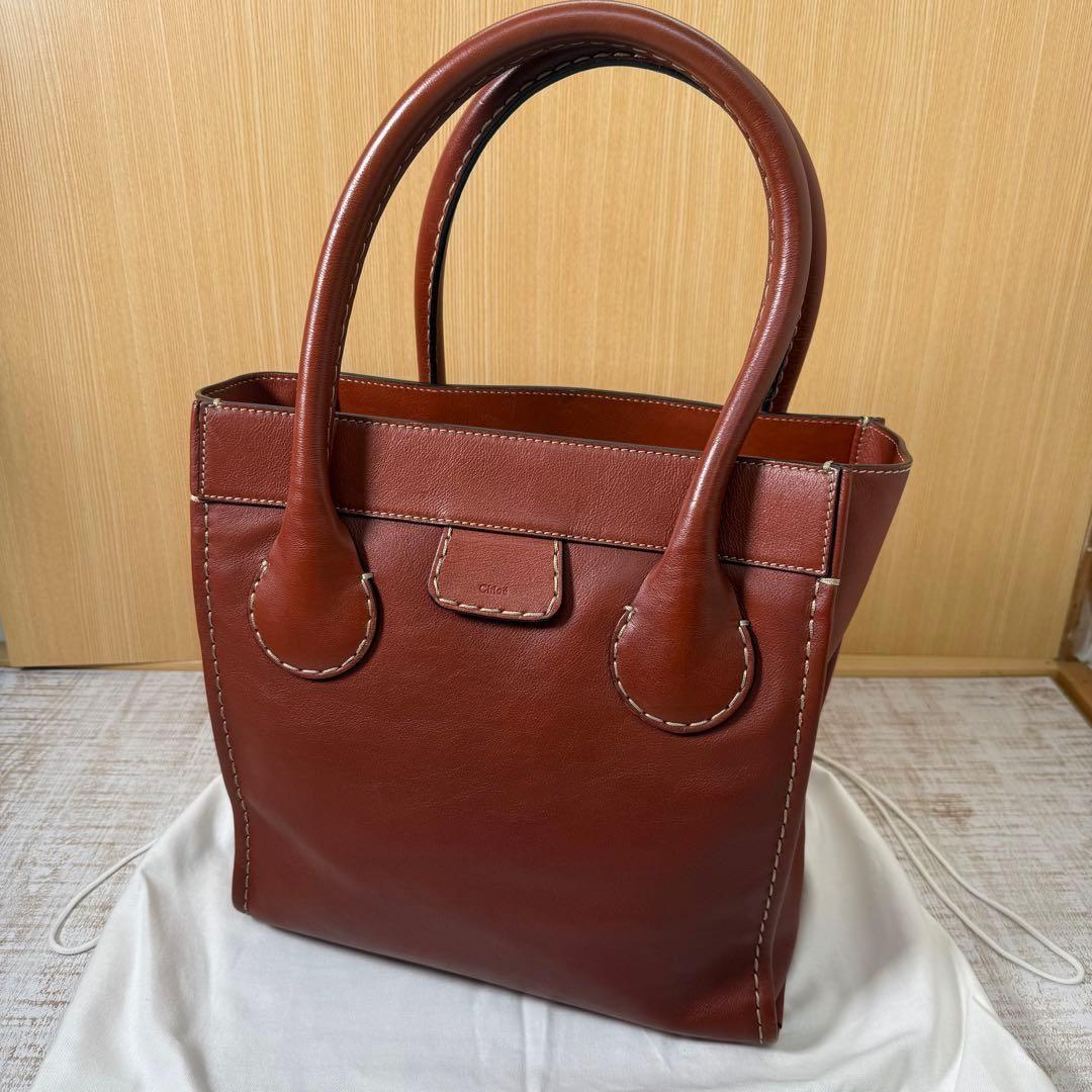 Chloe Hand Bag Tote Purse Logo Brown Authentic