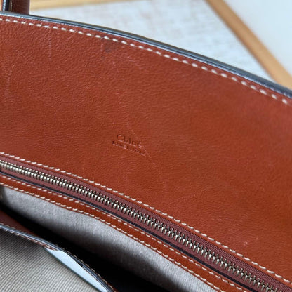 Chloe Hand Bag Tote Purse Logo Brown Authentic