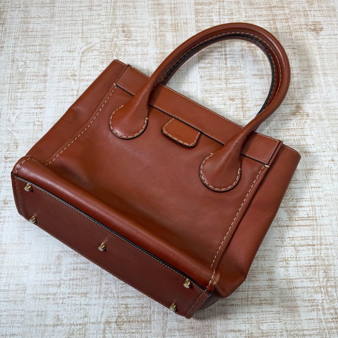 Chloe Hand Bag Tote Purse Logo Brown Authentic