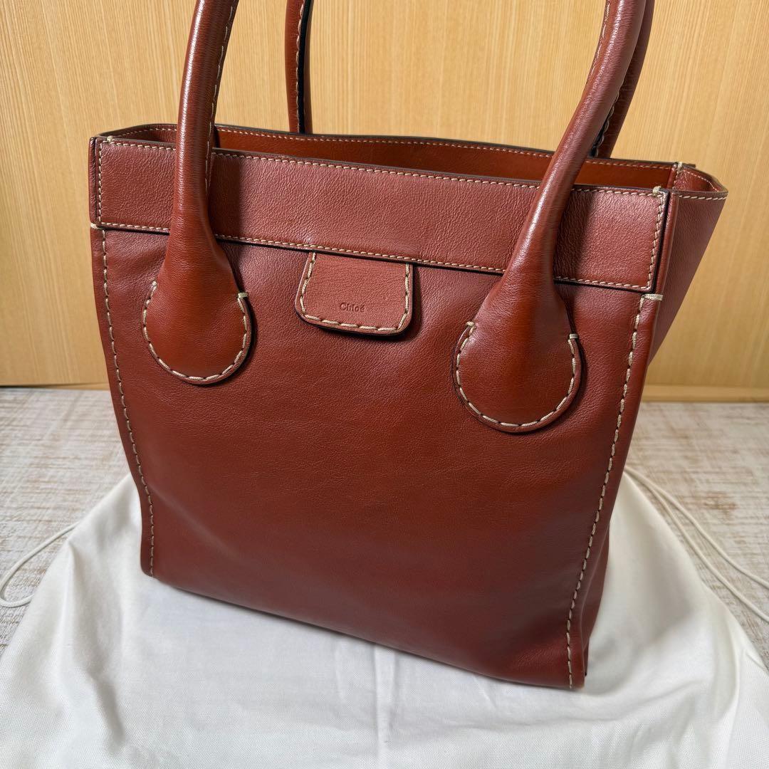 Chloe Hand Bag Tote Purse Logo Brown Authentic