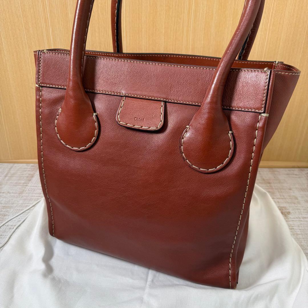 Chloe Hand Bag Tote Purse Logo Brown Authentic