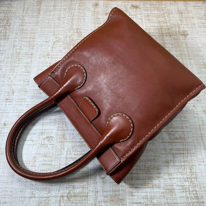 Chloe Hand Bag Tote Purse Logo Brown Authentic
