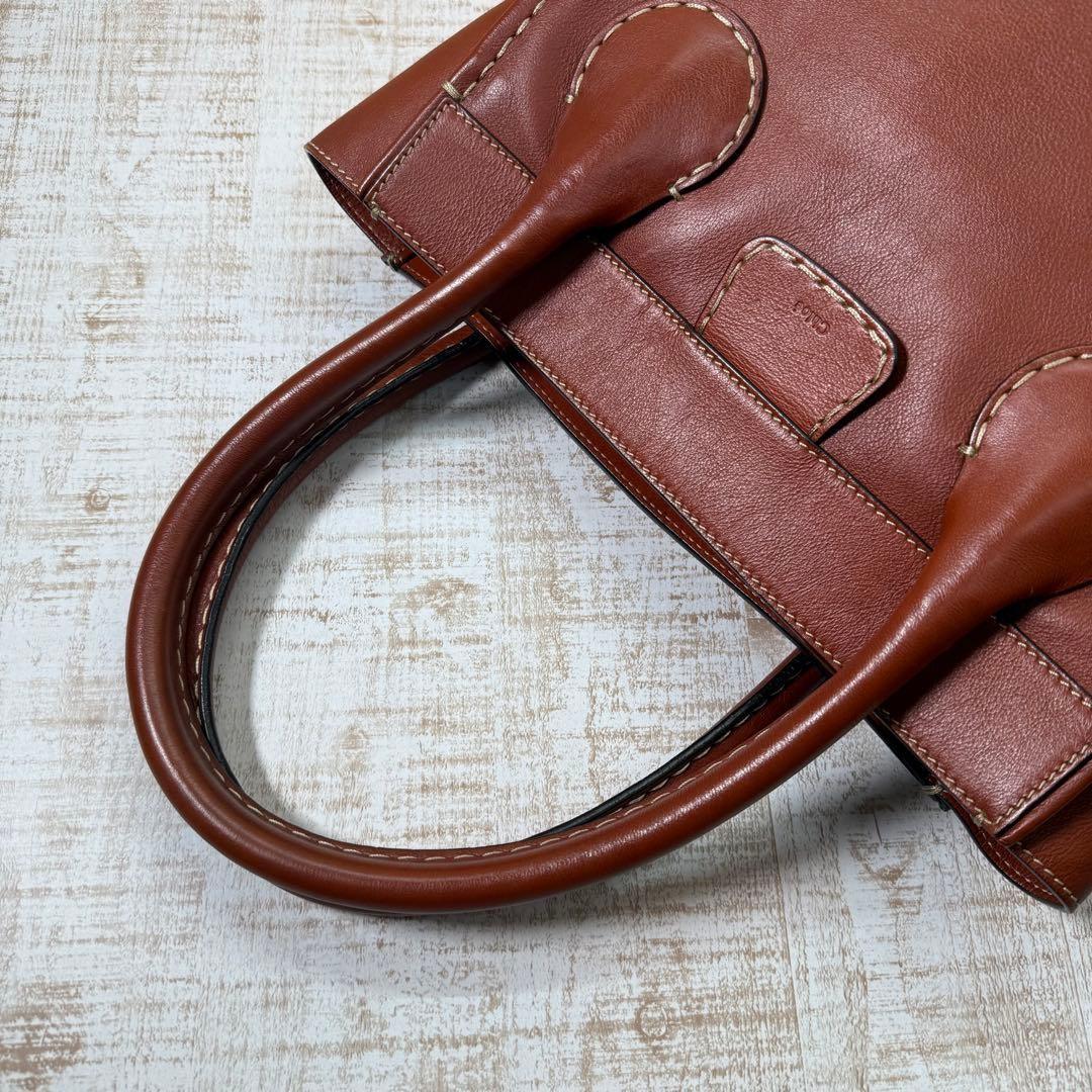 Chloe Hand Bag Tote Purse Logo Brown Authentic