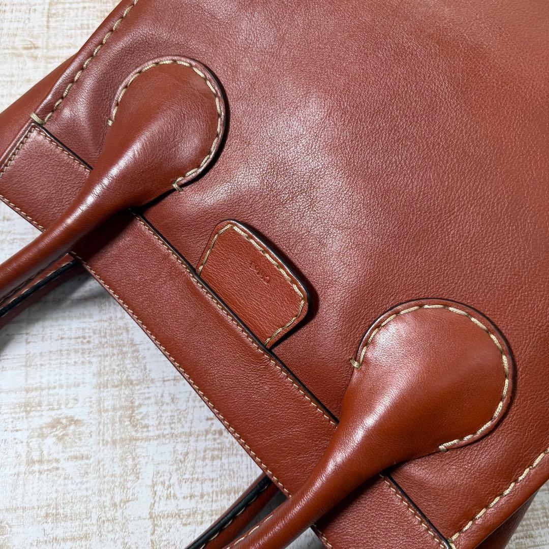 Chloe Hand Bag Tote Purse Logo Brown Authentic