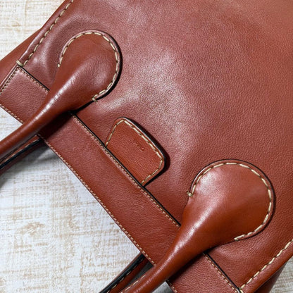 Chloe Hand Bag Tote Purse Logo Brown Authentic
