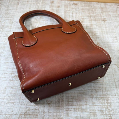 Chloe Hand Bag Tote Purse Logo Brown Authentic