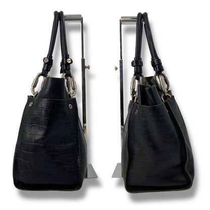 Chloe Hand Bag Tote Purse Cyndi Embossed Leather Black Authentic