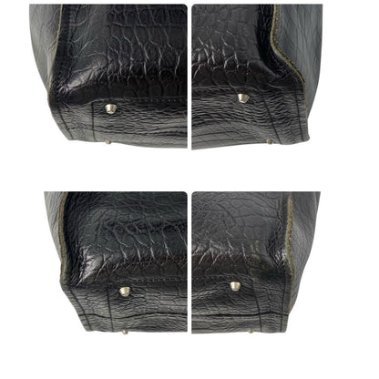 Chloe Hand Bag Tote Purse Cyndi Embossed Leather Black Authentic