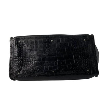 Chloe Hand Bag Tote Purse Cyndi Embossed Leather Black Authentic