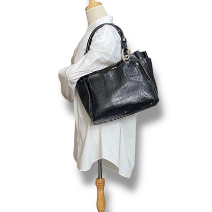 Chloe Hand Bag Tote Purse Cyndi Embossed Leather Black Authentic