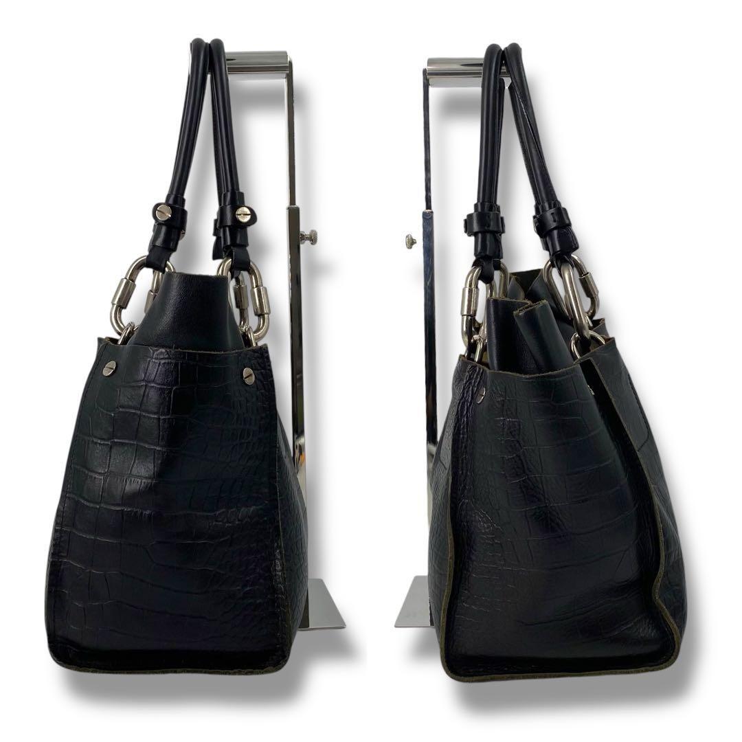 Chloe Hand Bag Tote Purse Cyndi Embossed Leather Black Authentic