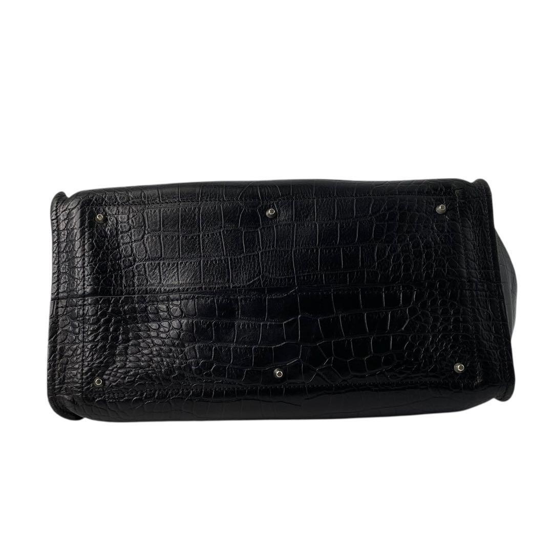 Chloe Hand Bag Tote Purse Cyndi Embossed Leather Black Authentic