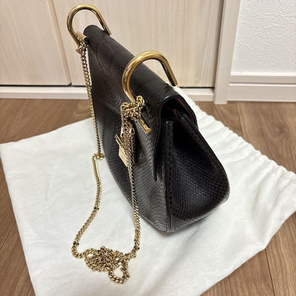 Chloe Shoulder Bag Purse Chain DREW Leather Black Authentic