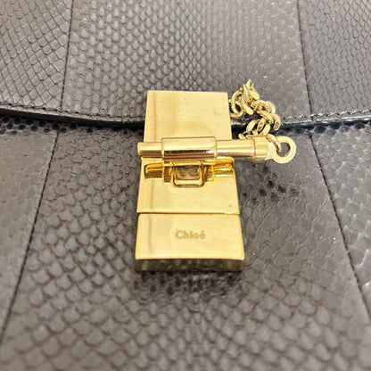 Chloe Shoulder Bag Purse Chain DREW Leather Black Authentic
