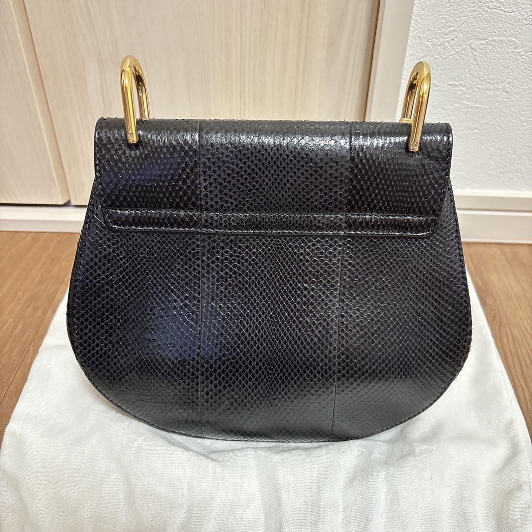 Chloe Shoulder Bag Purse Chain DREW Leather Black Authentic