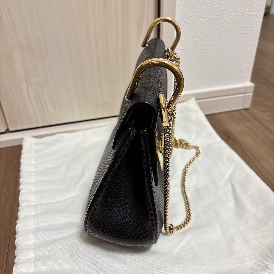 Chloe Shoulder Bag Purse Chain DREW Leather Black Authentic