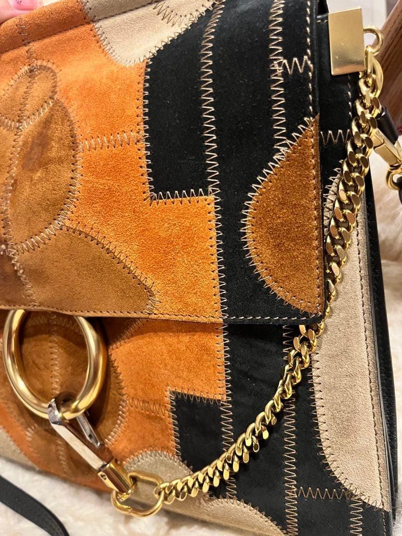 Chloe Shoulder Bag Purse FAYE Suede Multicolor Authentic