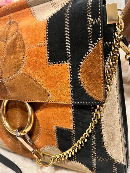 Chloe Shoulder Bag Purse FAYE Suede Multicolor Authentic