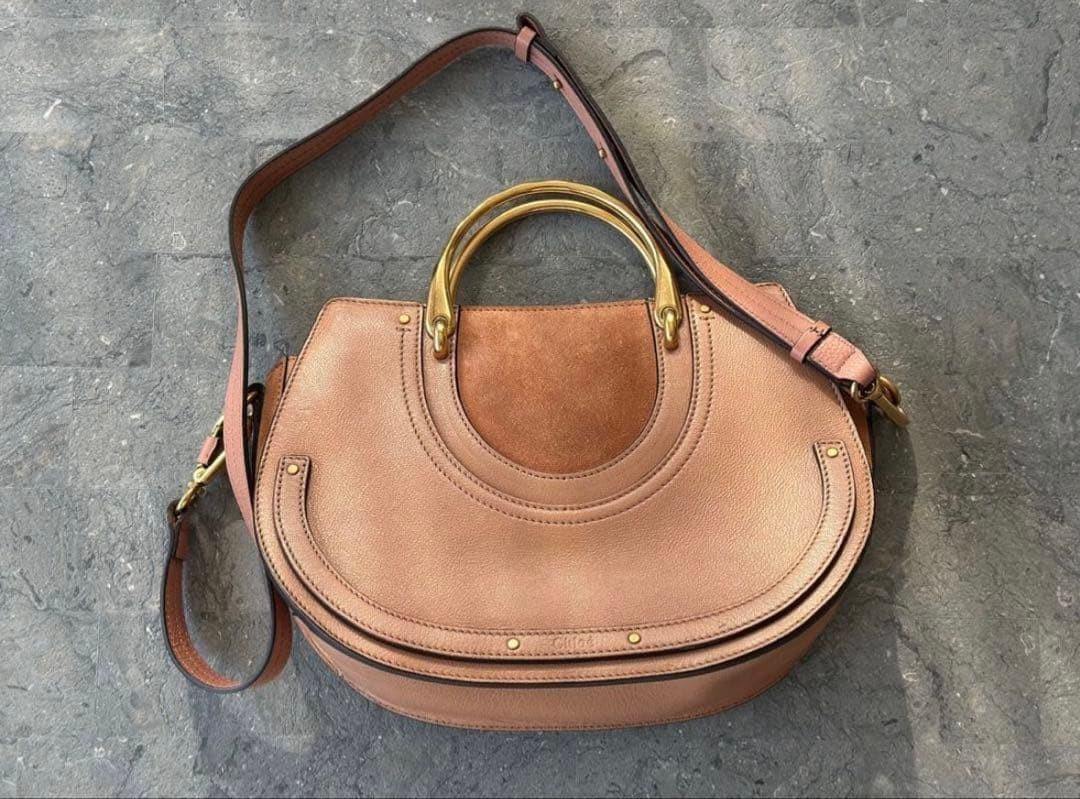 Chloe Hand Bag Tote Purse Pixiv Leather Brown Authentic