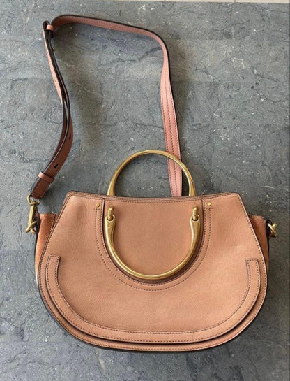 Chloe Hand Bag Tote Purse Pixiv Leather Brown Authentic