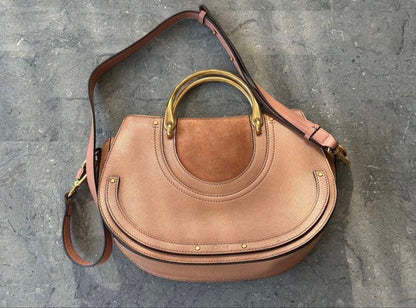 Chloe Hand Bag Tote Purse Pixiv Leather Brown Authentic