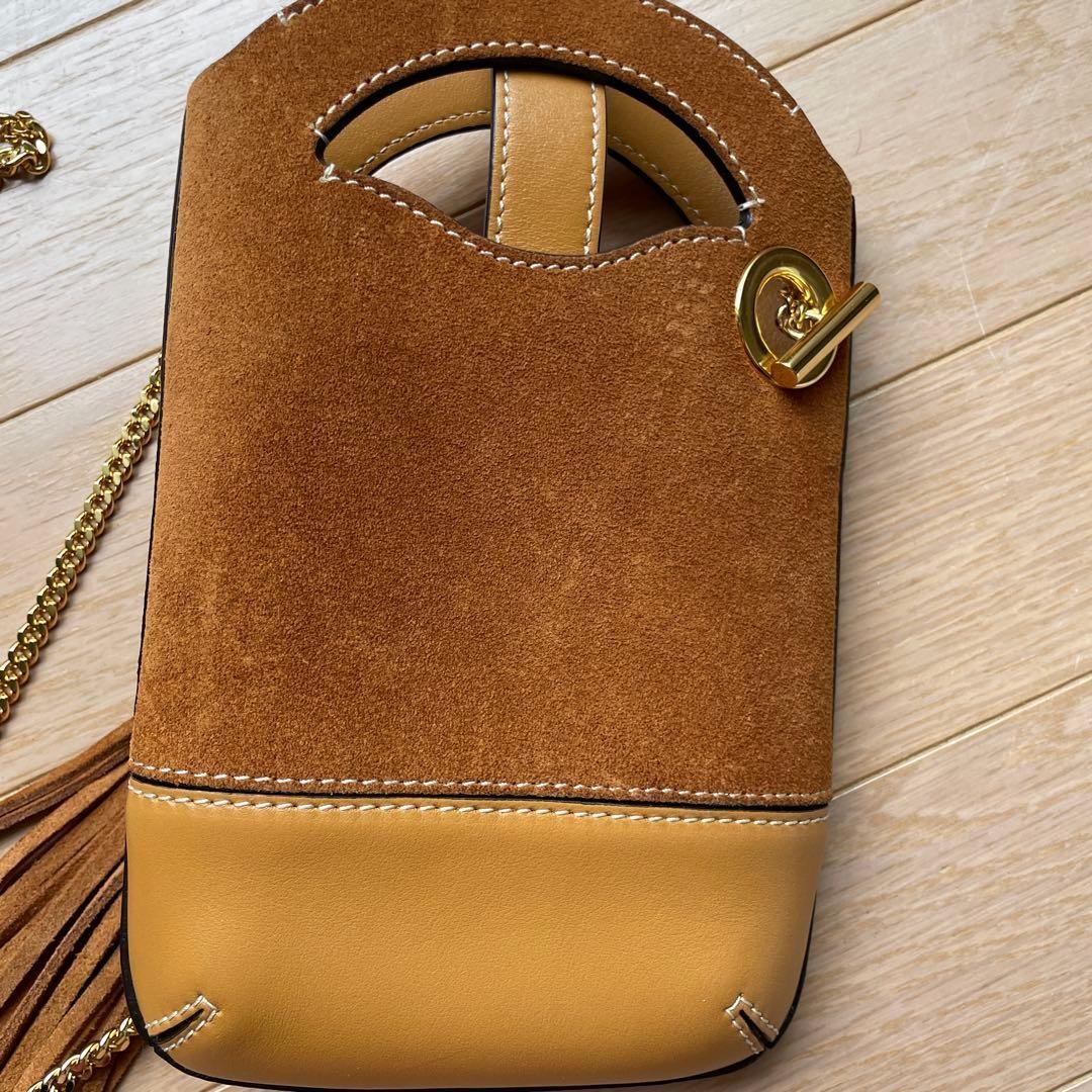 Chloe Smartphone Shoulder Bag Purse WALDEN Suede Leather Brown Authentic