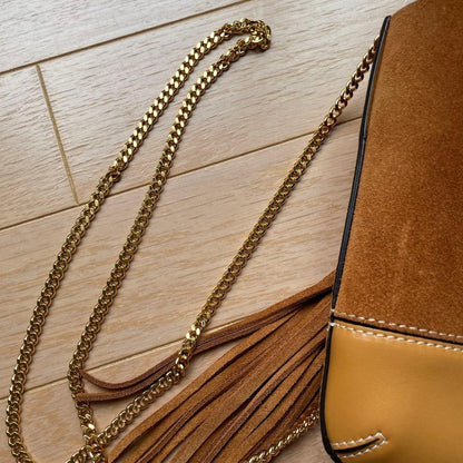 Chloe Smartphone Shoulder Bag Purse WALDEN Suede Leather Brown Authentic