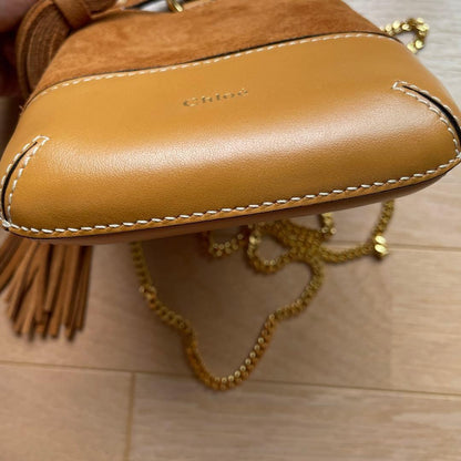 Chloe Smartphone Shoulder Bag Purse WALDEN Suede Leather Brown Authentic