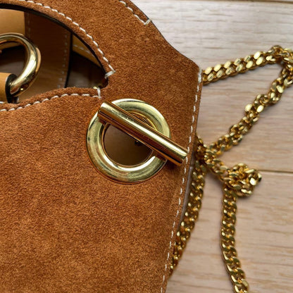 Chloe Smartphone Shoulder Bag Purse WALDEN Suede Leather Brown Authentic