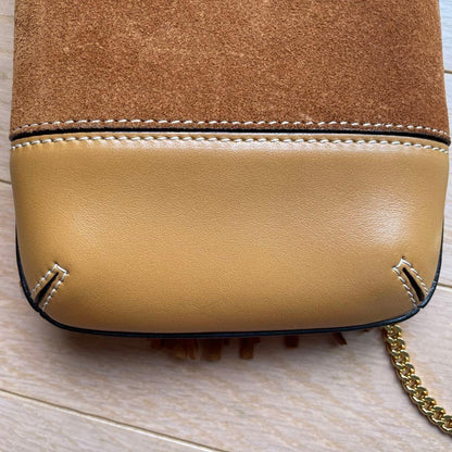 Chloe Smartphone Shoulder Bag Purse WALDEN Suede Leather Brown Authentic