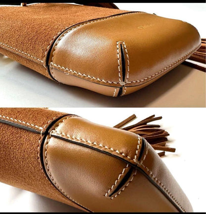 Chloe Smartphone Shoulder Bag Purse WALDEN Suede Leather Brown Authentic