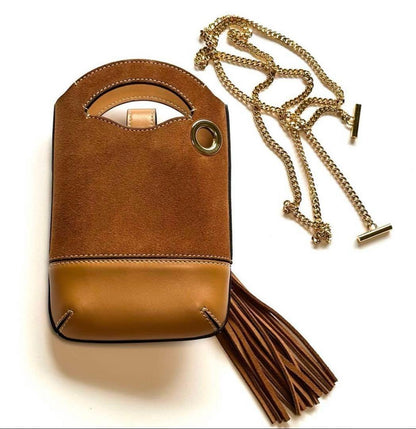 Chloe Smartphone Shoulder Bag Purse WALDEN Suede Leather Brown Authentic