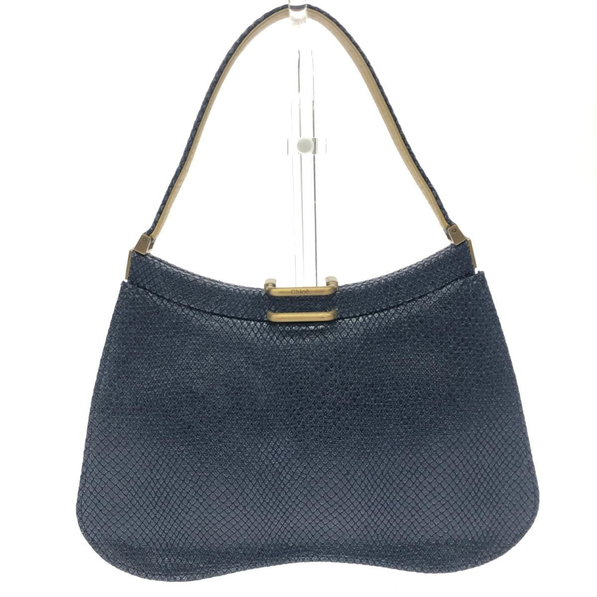 Chloe Hand Party Bag Tote Purse Leather Navy Authentic