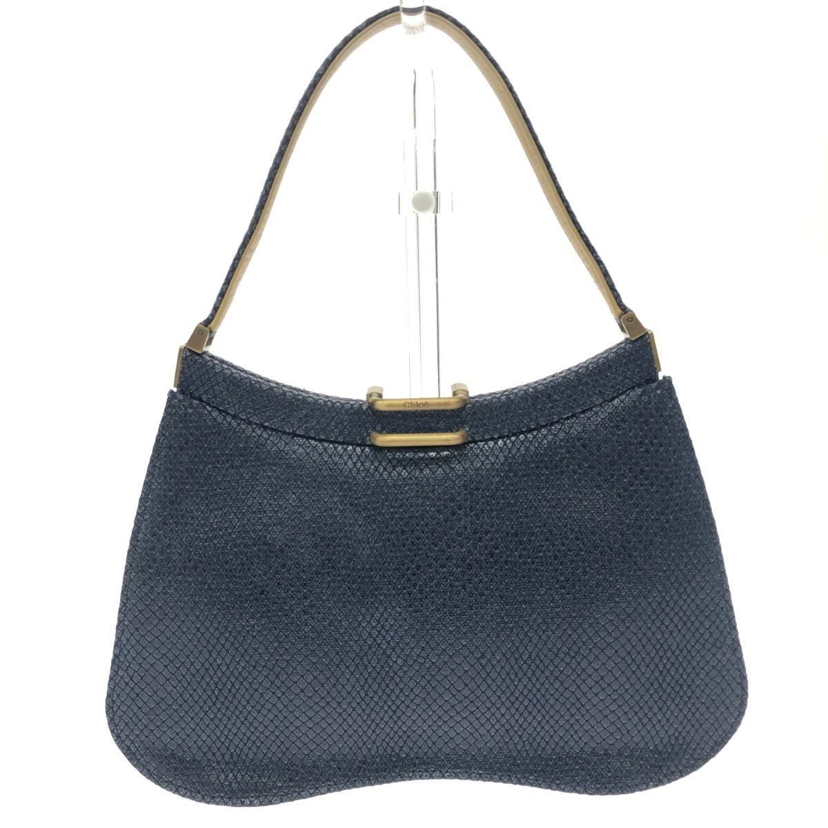 Chloe Hand Party Bag Tote Purse Leather Navy Authentic
