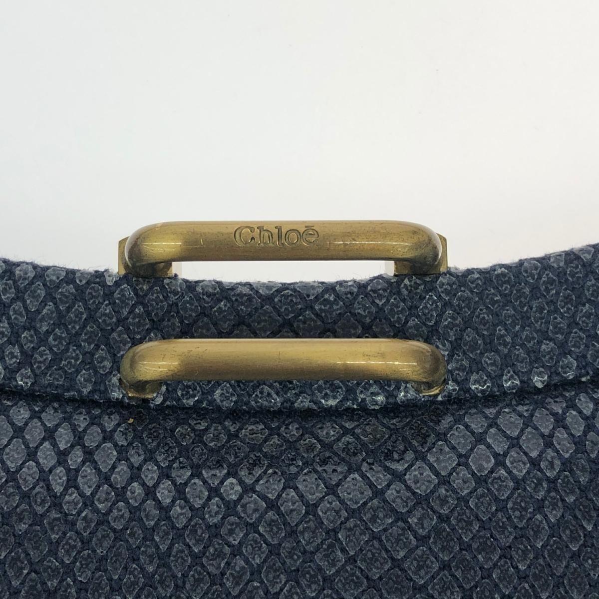 Chloe Hand Party Bag Tote Purse Leather Navy Authentic
