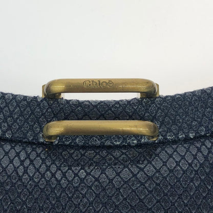 Chloe Hand Party Bag Tote Purse Leather Navy Authentic