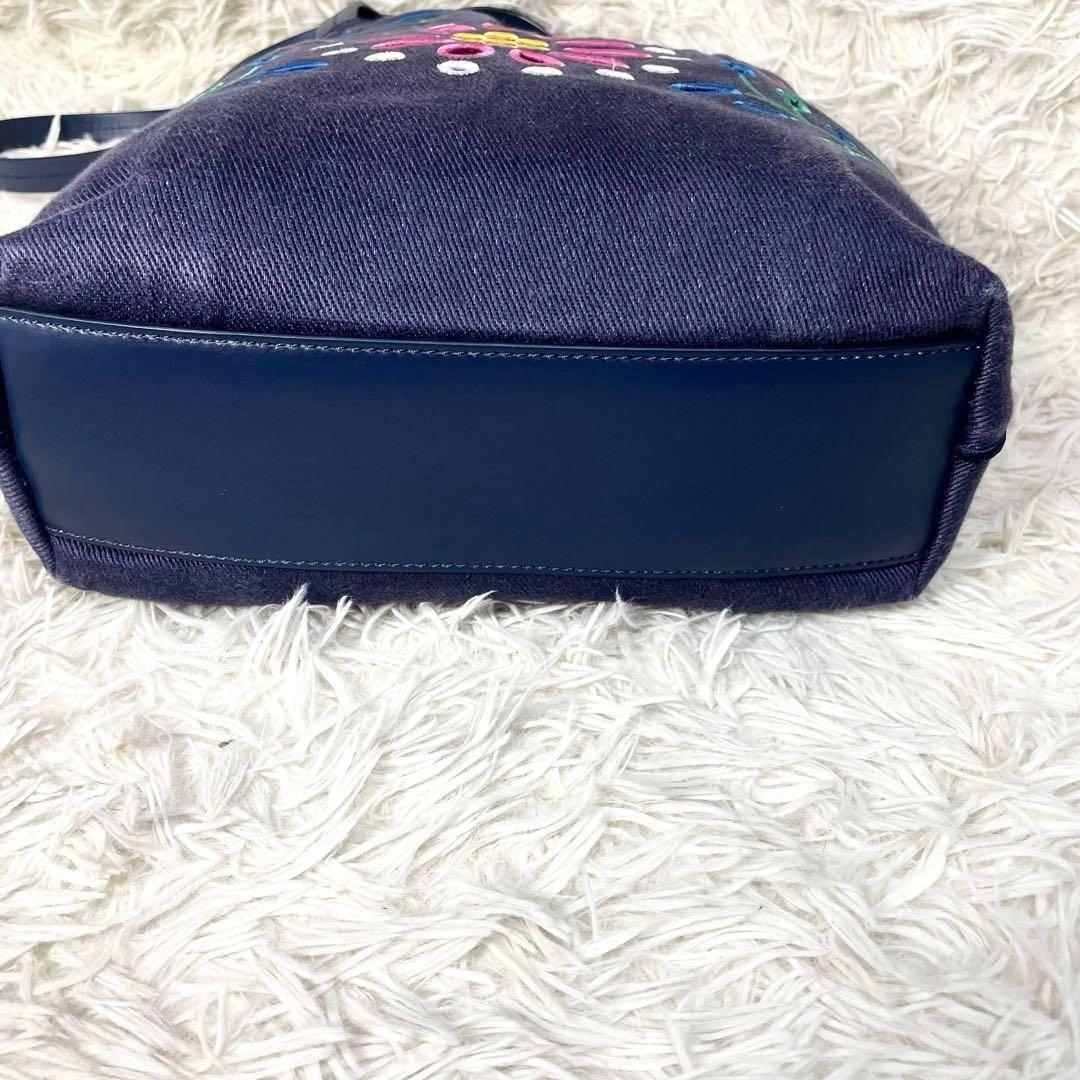 Chloe Hand Shoulder Bag Tote Purse 2way Canvas Navy Authentic