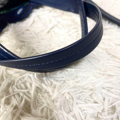 Chloe Hand Shoulder Bag Tote Purse 2way Canvas Navy Authentic