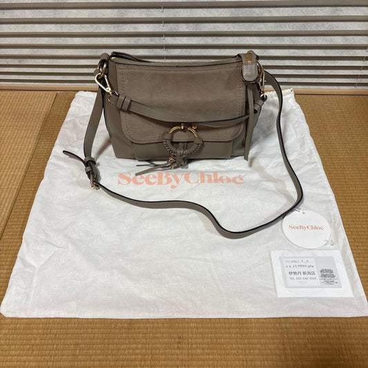 Chloe Hand Shoulder Bag Tote Purse 2way Leather Greige Authentic