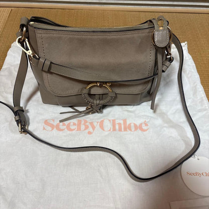 Chloe Hand Shoulder Bag Tote Purse 2way Leather Greige Authentic