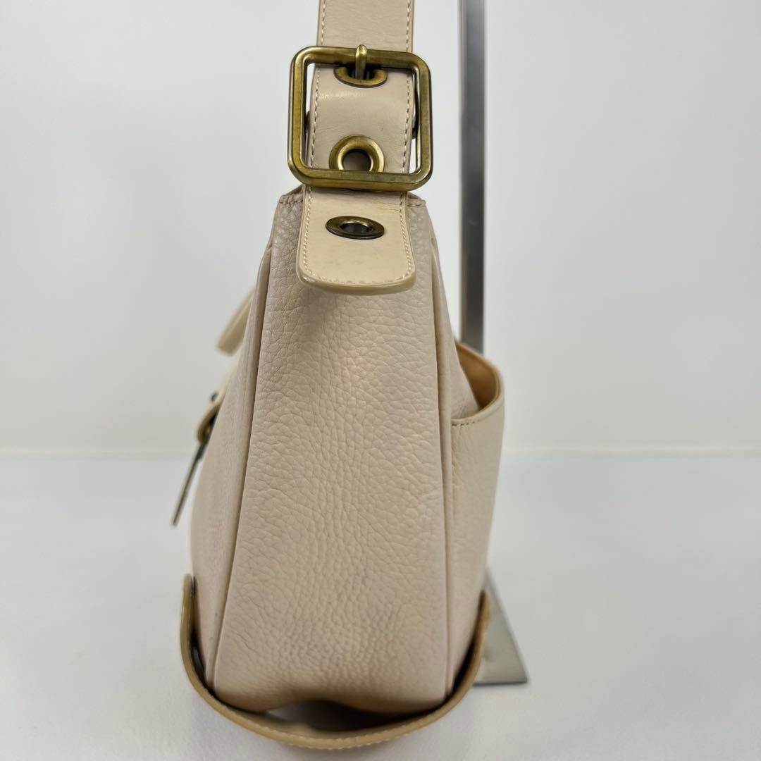 Chloe Accessory Pouch Shoulder Bag Purse Leather Pink Beige Authentic