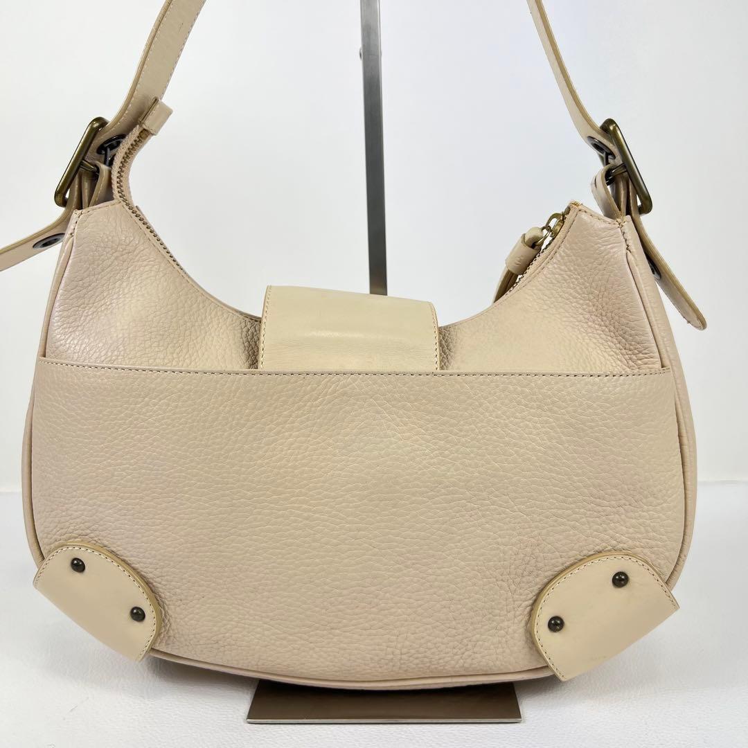 Chloe Accessory Pouch Shoulder Bag Purse Leather Pink Beige Authentic