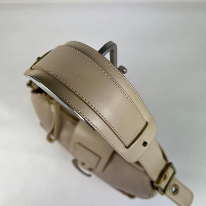 Chloe Accessory Pouch Shoulder Bag Purse Leather Pink Beige Authentic