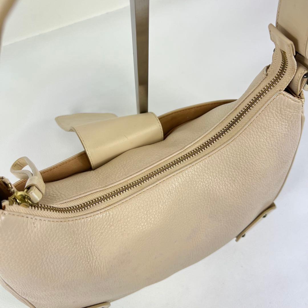 Chloe Accessory Pouch Shoulder Bag Purse Leather Pink Beige Authentic