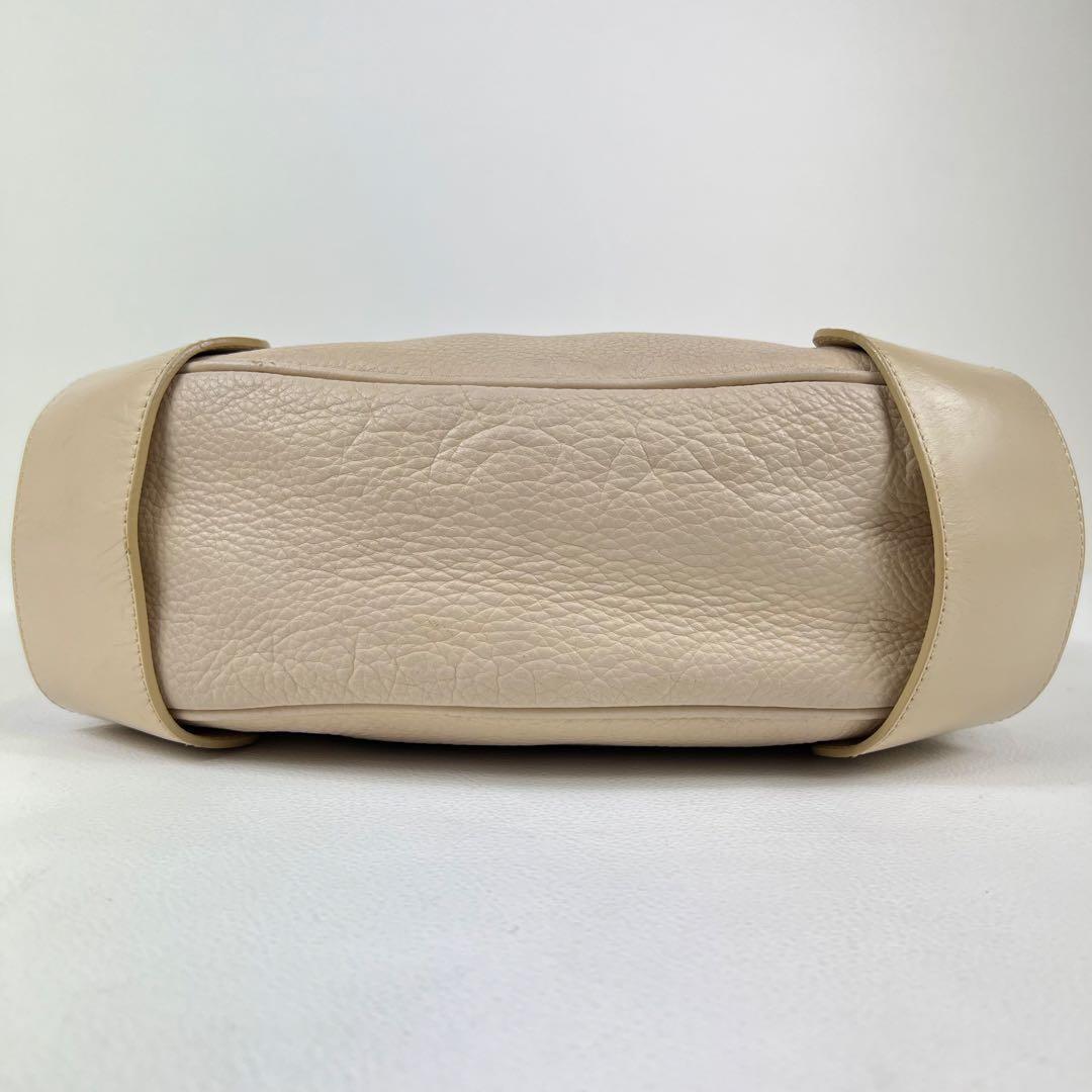 Chloe Accessory Pouch Shoulder Bag Purse Leather Pink Beige Authentic