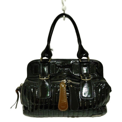 Chloe Hand Bag Tote Purse Bay Patent Leather Black Authentic