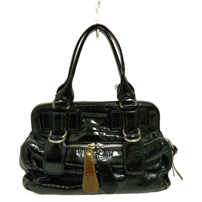 Chloe Hand Bag Tote Purse Bay Patent Leather Black Authentic