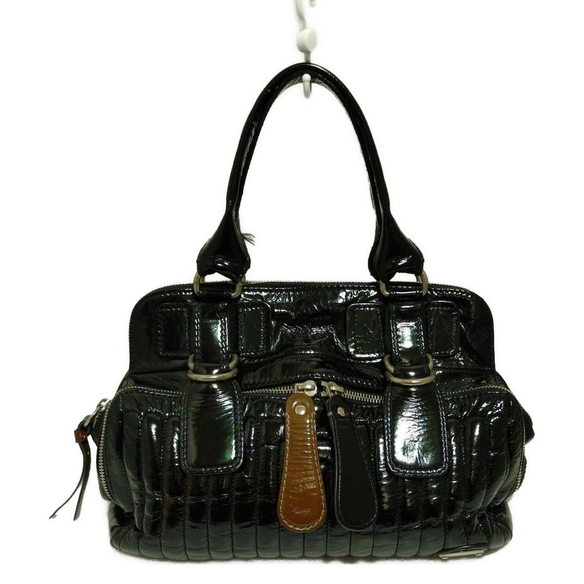 Chloe Hand Bag Tote Purse Bay Patent Leather Black Authentic