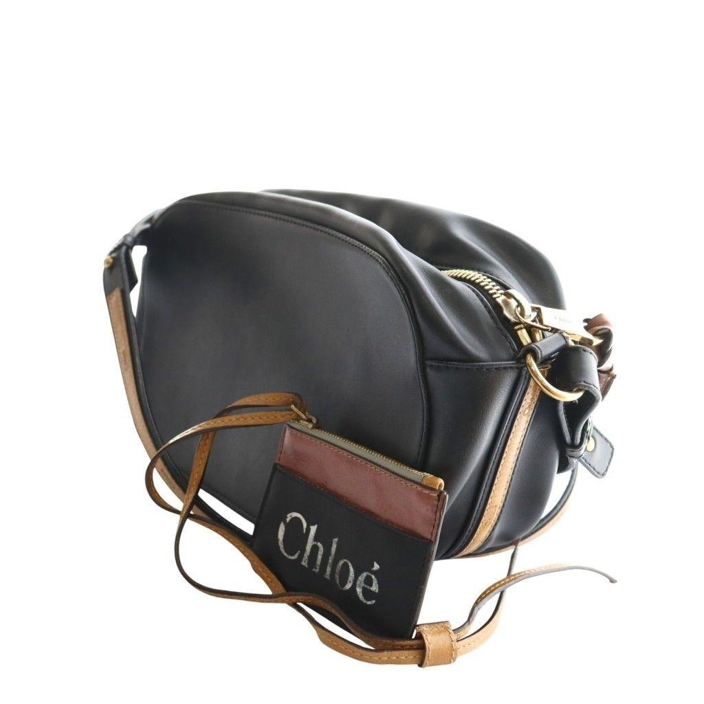 Chloe Shoulder Bag Purse SAM Leather Black Brown Authentic