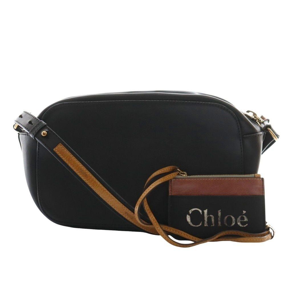 Chloe Shoulder Bag Purse SAM Leather Black Brown Authentic